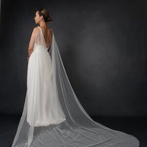 Wedding Dress Cape for bridal pearl shawl long wedding dress coverups